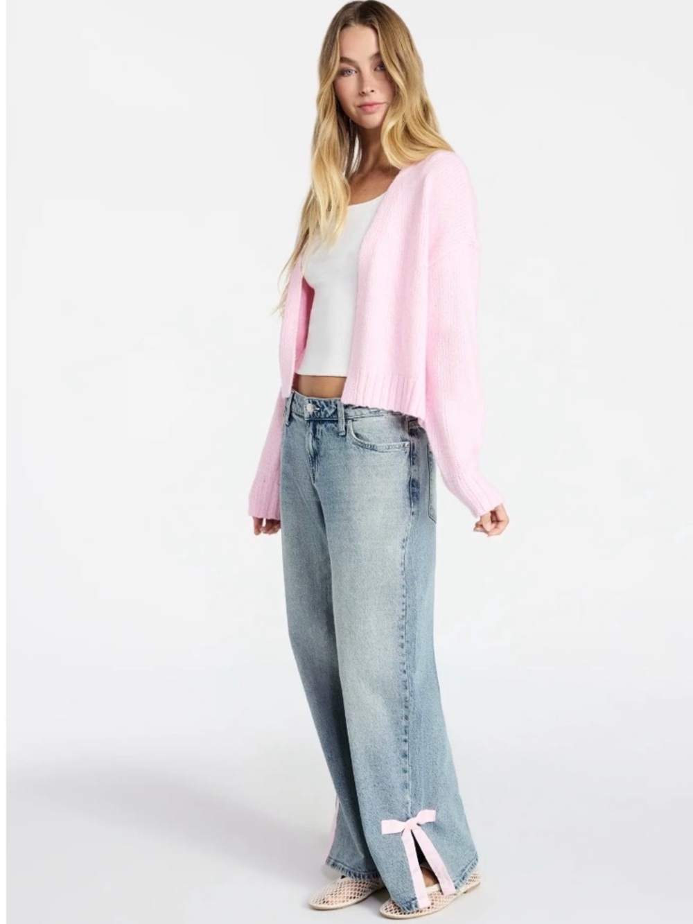 New! No Boundaries Side Bow Baggy Wide Leg Jeans Womens Size 8 - Picture 2 of 11